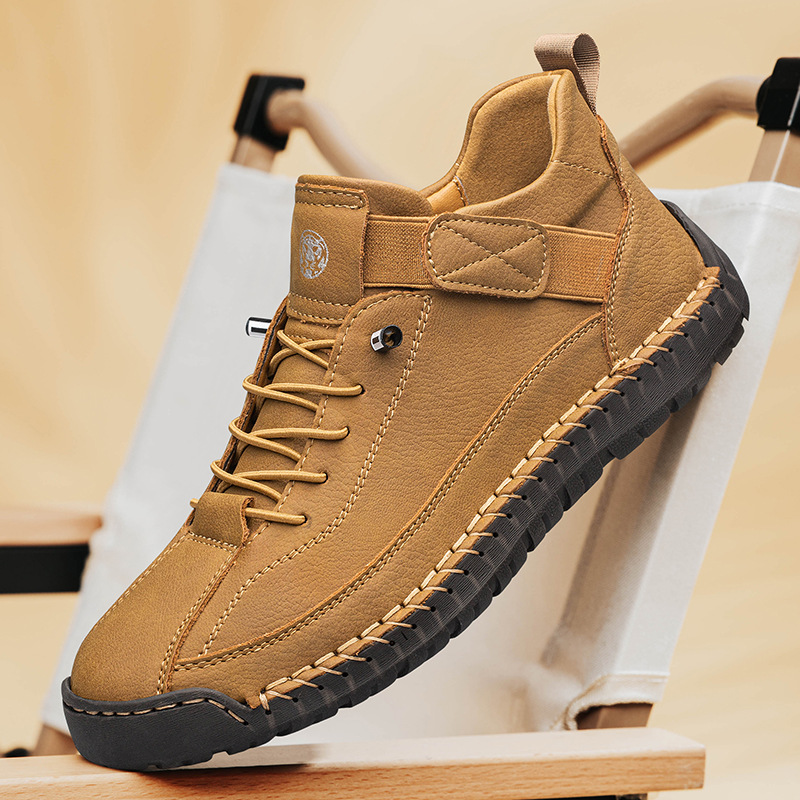 Herren-Freizeitschuhe Orthopädische Wanderschuhe Sommerliche atmungsaktive Sneaker Slipper Wanderschuhe Handgefertigte Leder-Flats