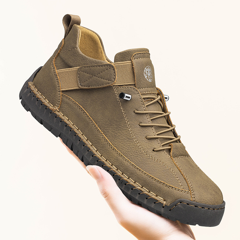 Herren-Freizeitschuhe Orthopädische Wanderschuhe Sommerliche atmungsaktive Sneaker Slipper Wanderschuhe Handgefertigte Leder-Flats