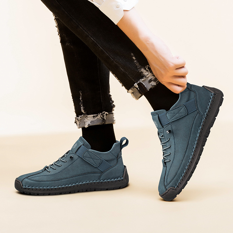 Herren-Freizeitschuhe Orthopädische Wanderschuhe Sommerliche atmungsaktive Sneaker Slipper Wanderschuhe Handgefertigte Leder-Flats