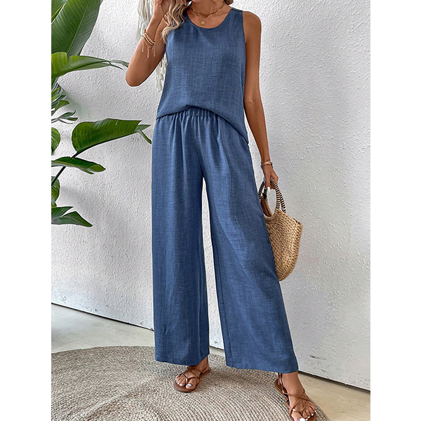 Women's Solid Color Simple Sleeveless Dress for Casual Attire