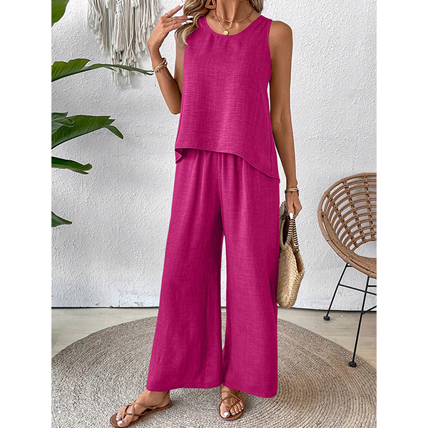 Women's Solid Color Simple Sleeveless Dress for Casual Attire