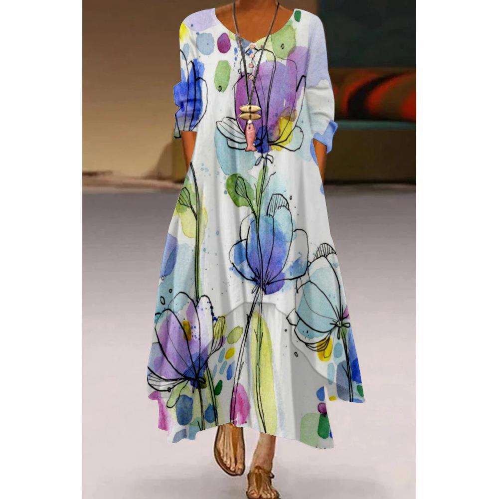 Künstlerisches, schwingendes Blumenkleid von Andrea Serena