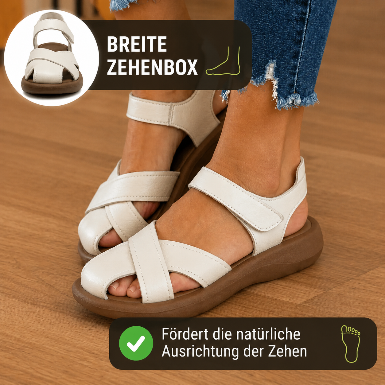 🔥 LETZTER TAG -70 % 🔥 Bequeme orthopädische Sandalen mit Kreuzriemen aus Leder – Offene Zehen & gepolsterte Sohle