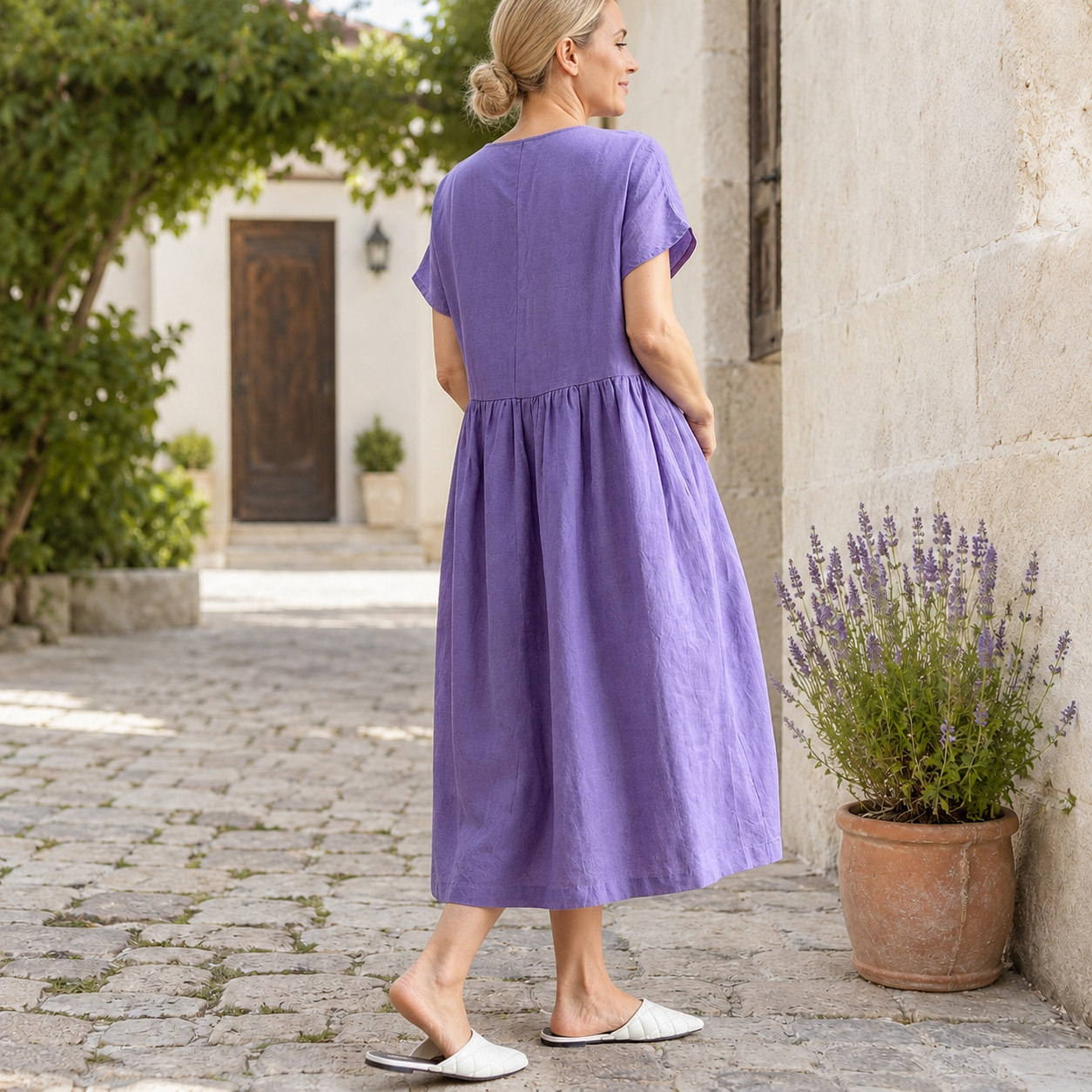 Luftiges Sommerkleid in Leinenoptik mit lockerer Passform 🌿