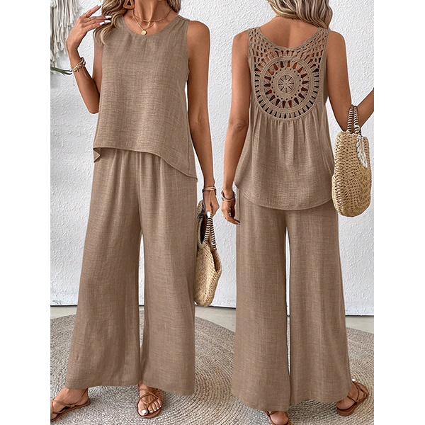 Women's Solid Color Simple Sleeveless Dress for Casual Attire