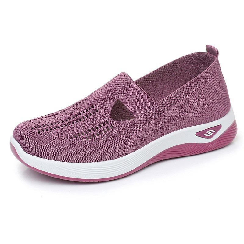 Women's Breathable Walking Flats, Non-Slip Soft Sole Easy-On Comfort