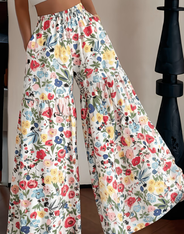 Pantalon droit ample à taille haute pour femme
