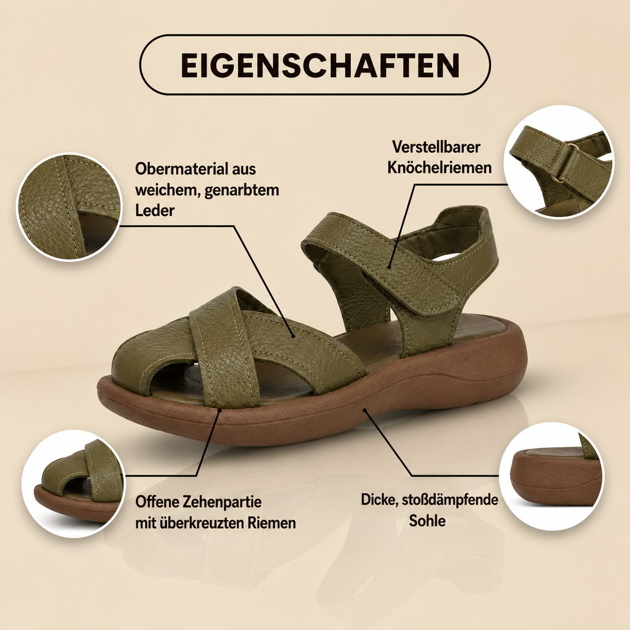 🔥 LETZTER TAG -70 % 🔥 Bequeme orthopädische Sandalen mit Kreuzriemen aus Leder – Offene Zehen & gepolsterte Sohle