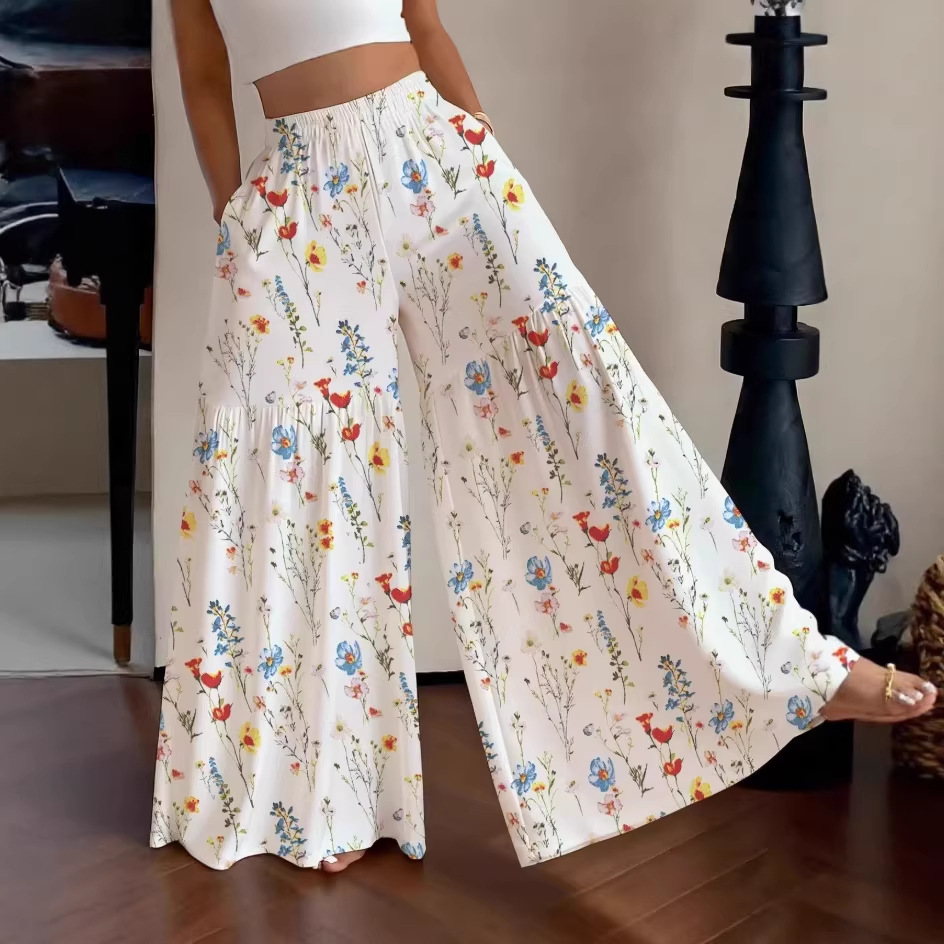 Pantalon droit ample à taille haute pour femme