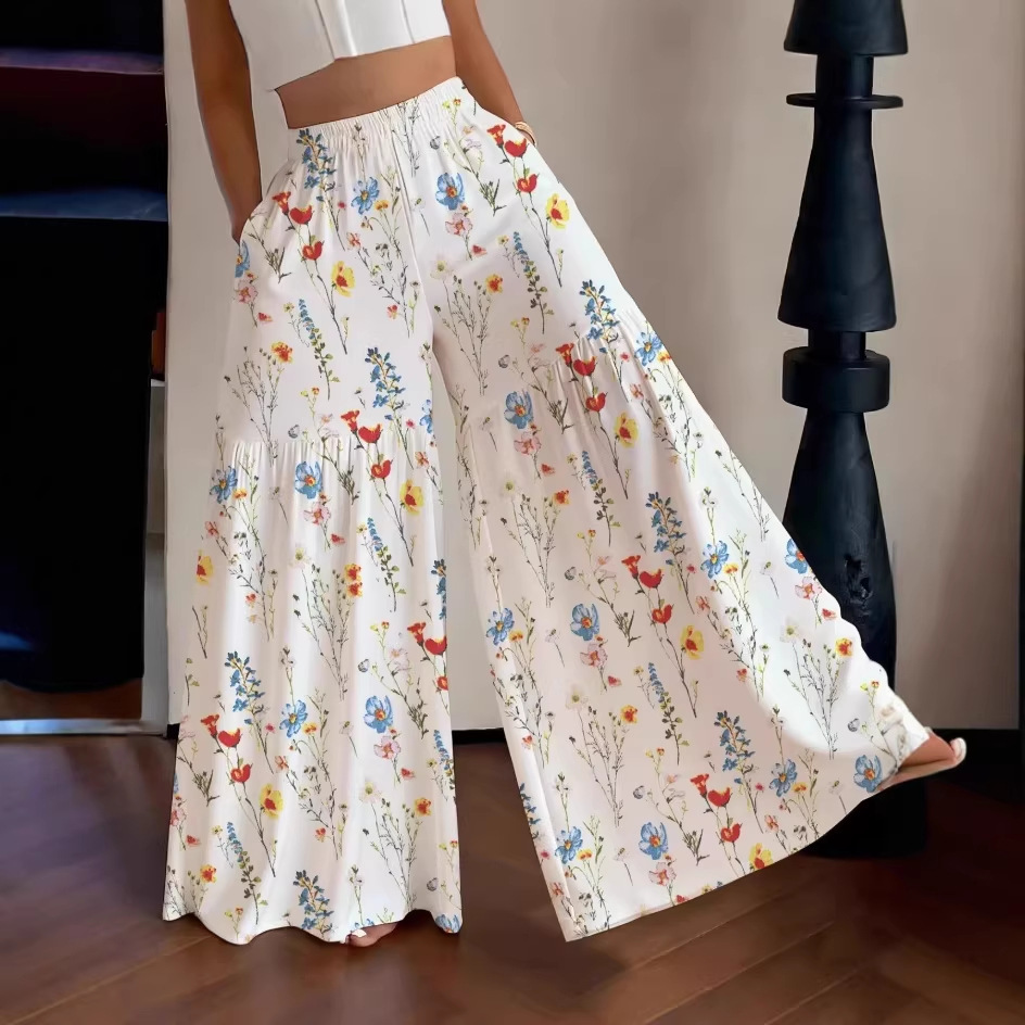 Pantalon droit ample à taille haute pour femme
