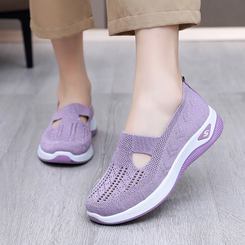 Women's Breathable Walking Flats, Non-Slip Soft Sole Easy-On Comfort