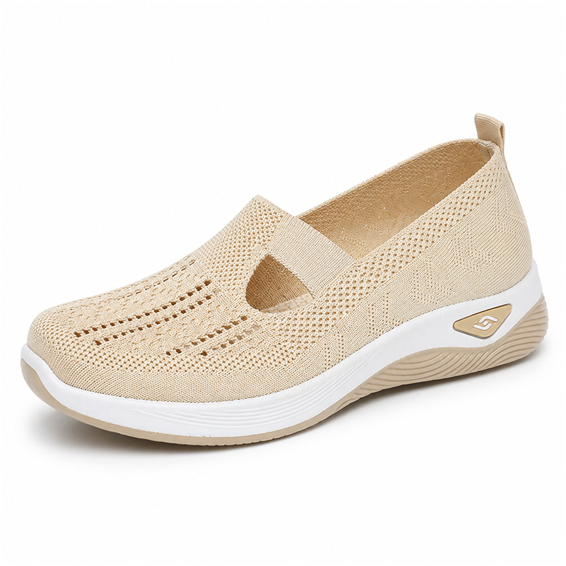 Women's Breathable Walking Flats, Non-Slip Soft Sole Easy-On Comfort