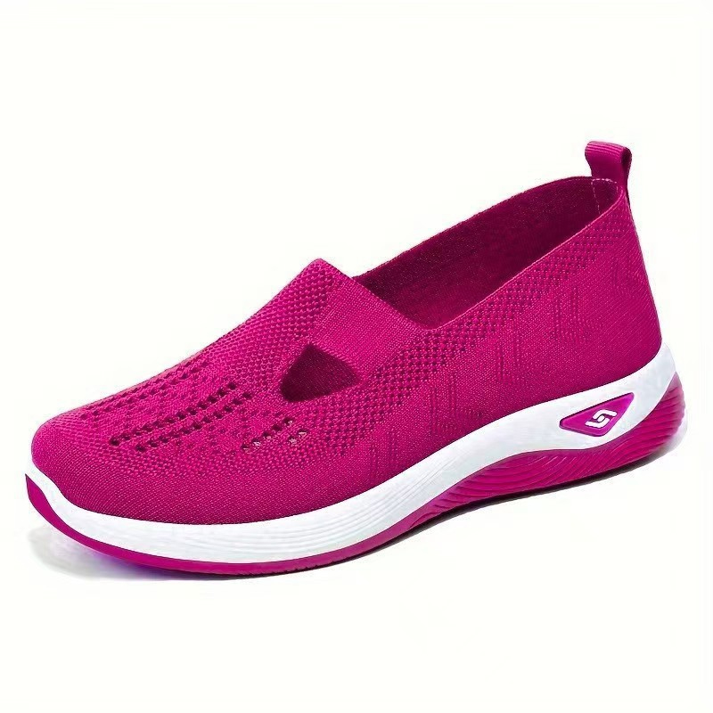 Women's Breathable Walking Flats, Non-Slip Soft Sole Easy-On Comfort