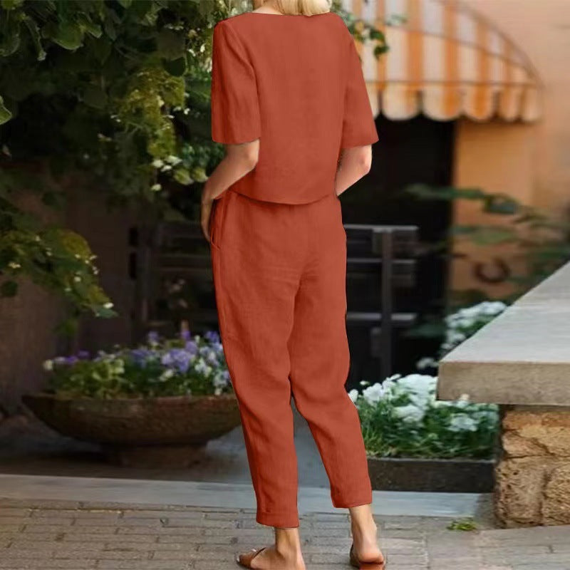 Vintage-Leinen-Set von Andrea Serena – Sommer-Capri-Outfit