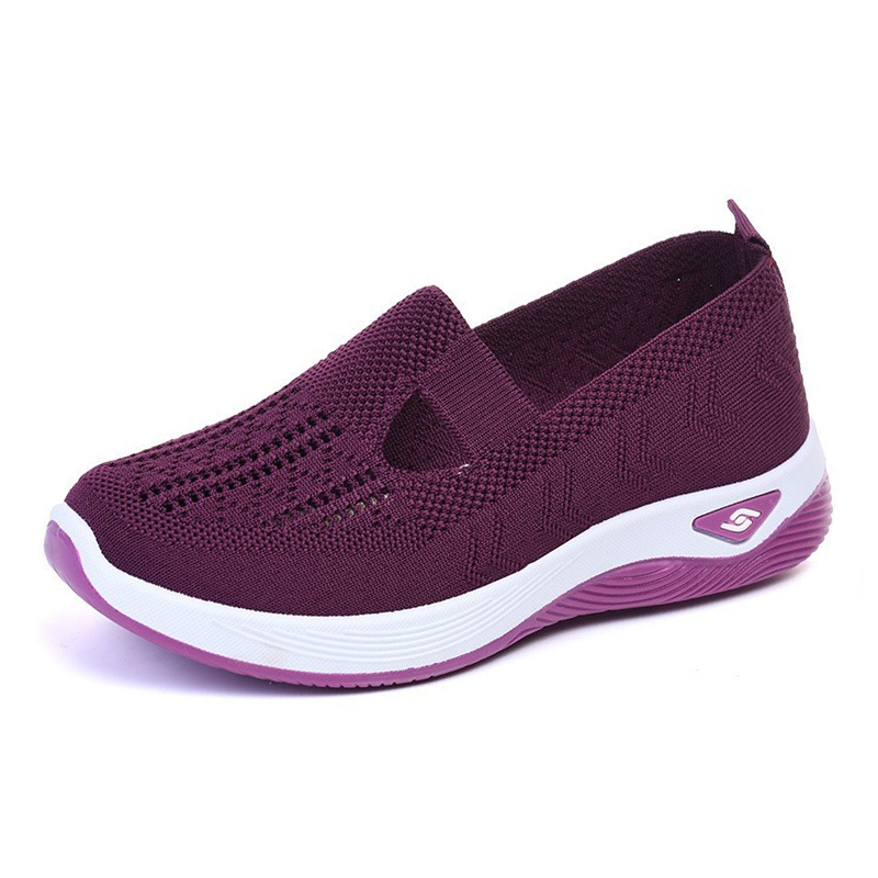 Women's Breathable Walking Flats, Non-Slip Soft Sole Easy-On Comfort