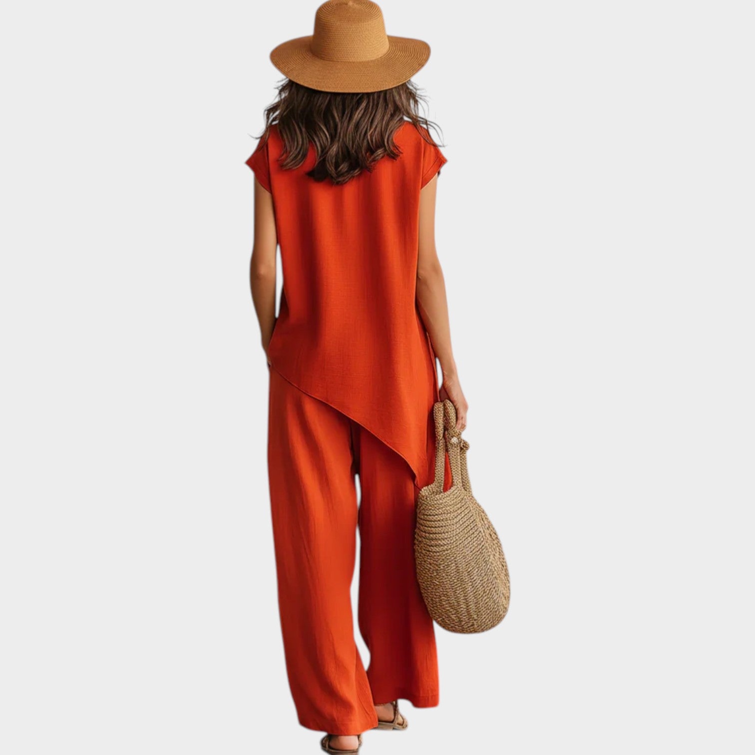 Asymmetrical Button Two-Piece Set