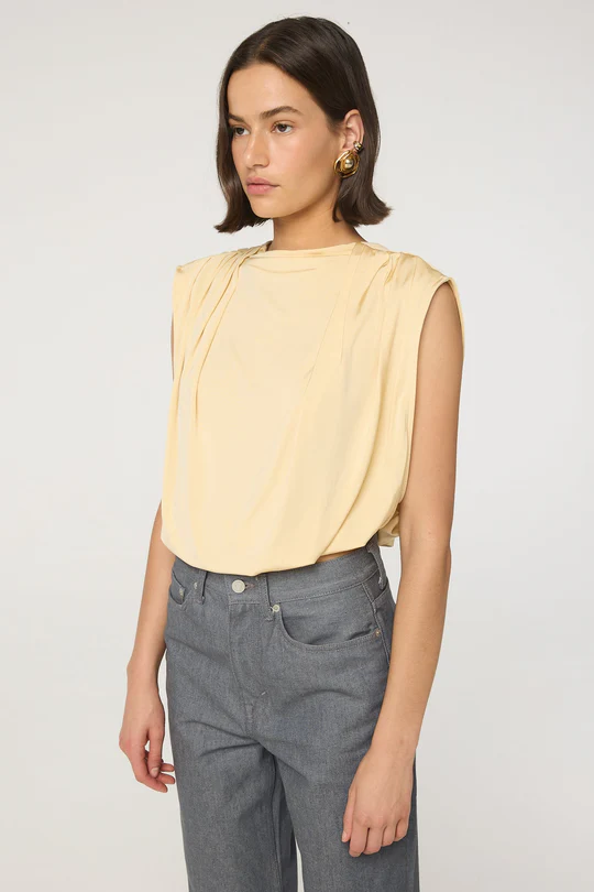 Buttercream Pleated Shoulder Top