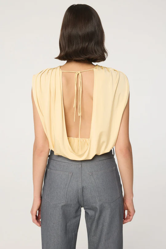 Buttercream Pleated Shoulder Top