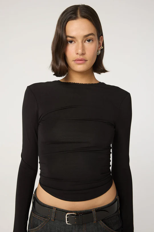 Black Low Back Long Sleeve Top