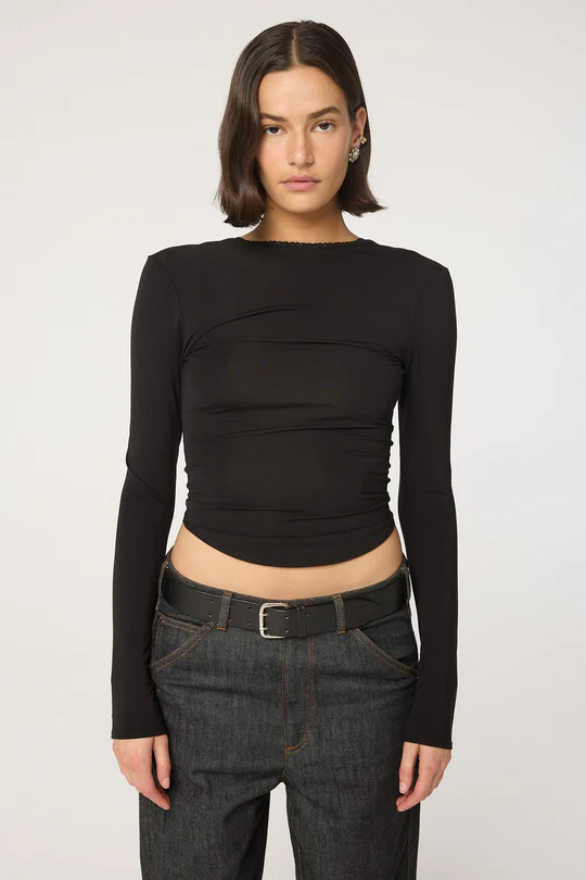 Black Low Back Long Sleeve Top