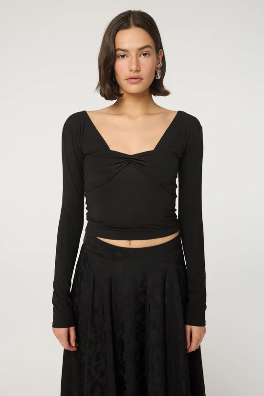 Black Straight Neckline Top
