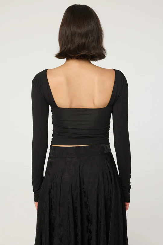 Black Straight Neckline Top