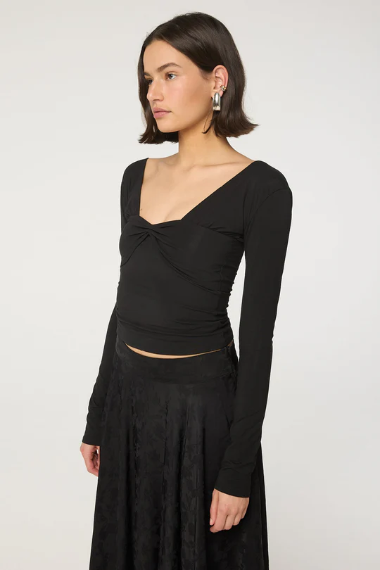 Black Straight Neckline Top