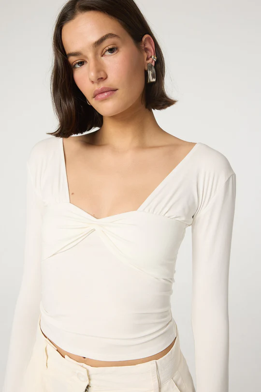 White Straight Neckline Top