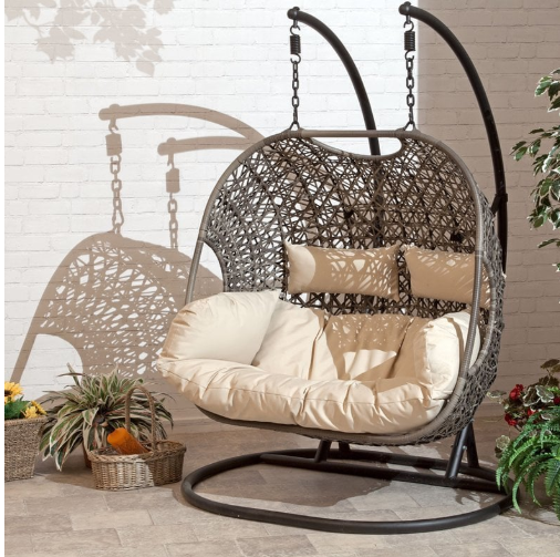 2025 Patio Wicker Swing Chair With Stand Rain Cover Included