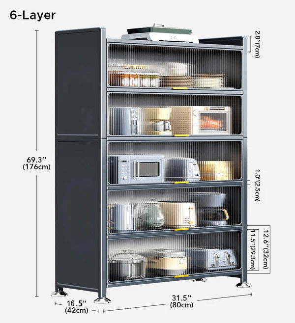 6 Tier Upgrade Large Metal Kitchen Pantry Storage Cabinet