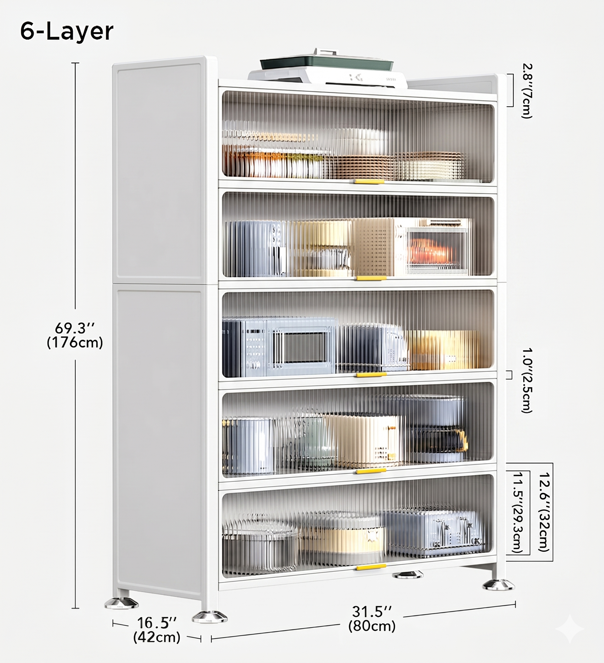 6 Tier Upgrade Large Metal Kitchen Pantry Storage Cabinet