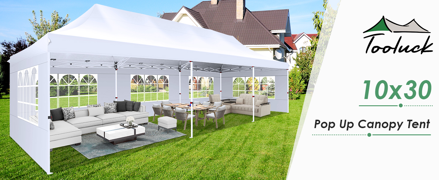 Canopy Tent 10x30 Pop Up Canopies with Sidewalls Party Tents for Parties Ez Outdoor Instant Gazebo
