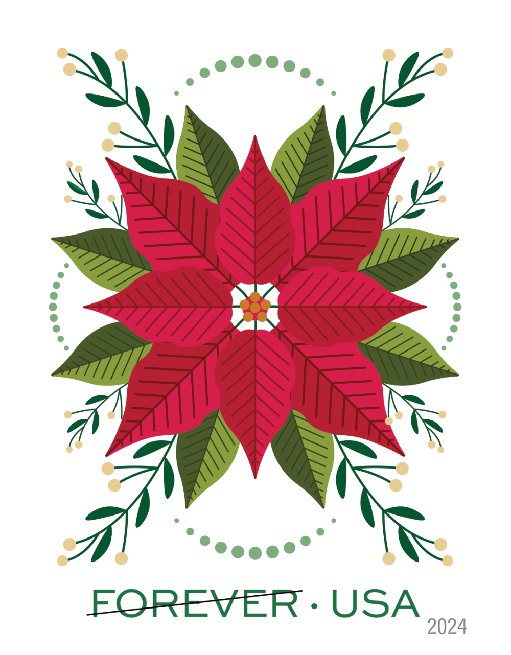Holiday Joy Forever Stamps 2024