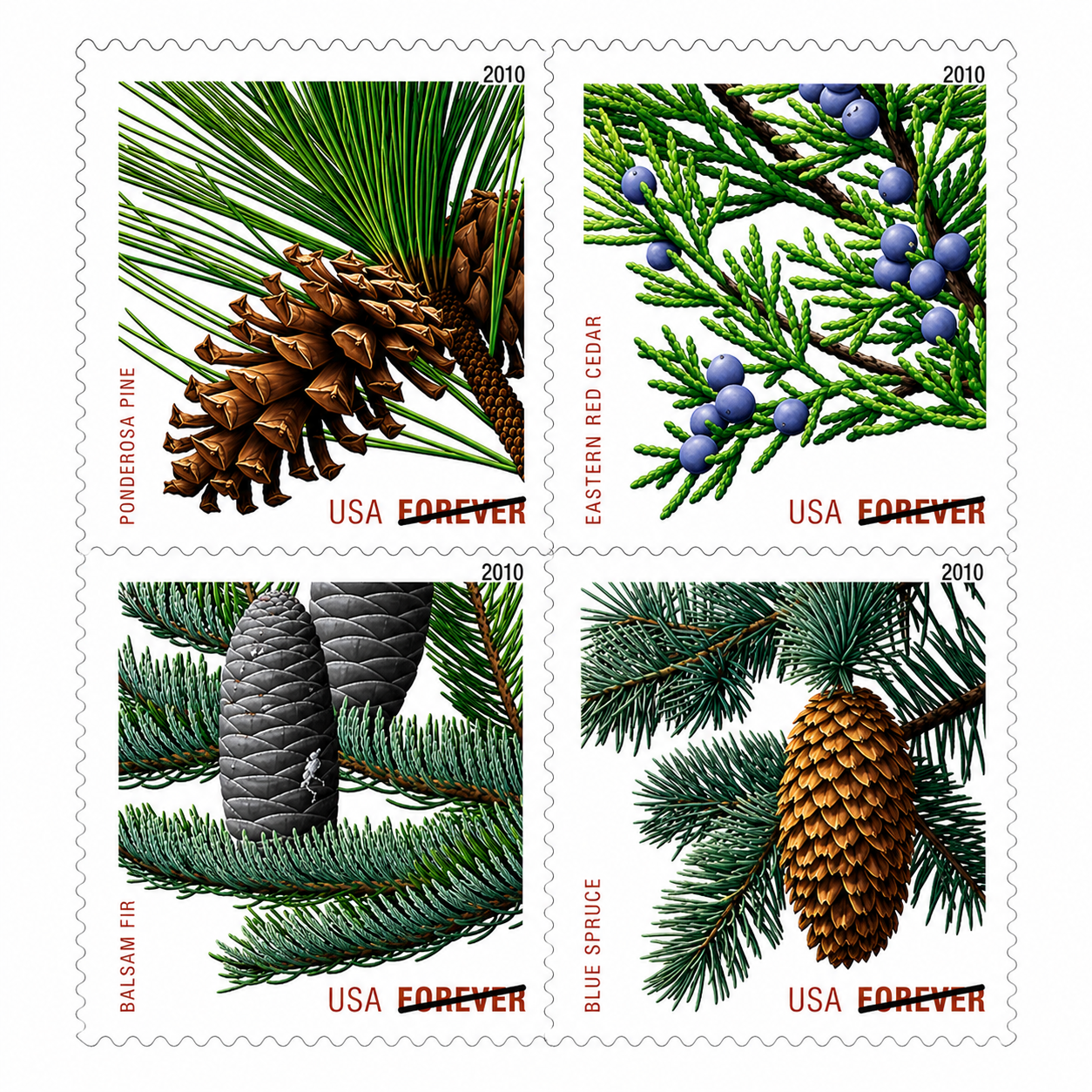 2010 Holiday Evergreens First Class Stamps