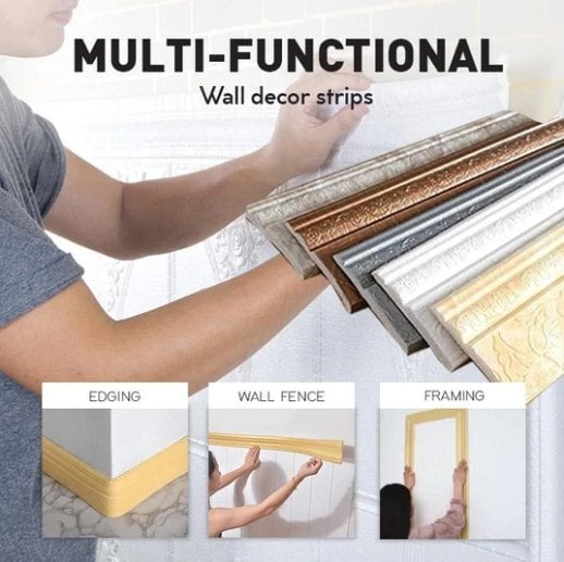 🎁2023-Christmas Hot Sale🎁Adhesive Environmental Protection 3D Wall Edging Strip (7.55 FEET/ROLL)