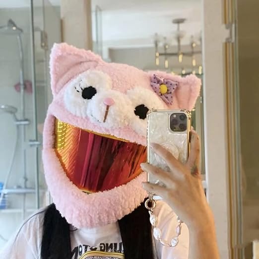 Funny Cartoon Plush Motorcycle Helmet Full Protective Cover