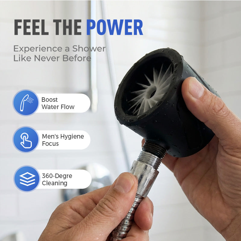Pressurized water flow men's hygiene shower head