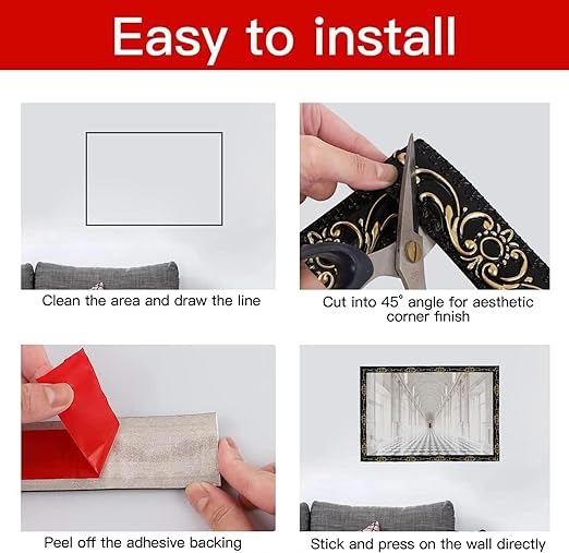Flexible Molding Trim 3D Wall Edging Strip Self Adhesive, Peel and Stick Wall Trim for Door Mirror Frame Cabinet Photo Frame Home Decor