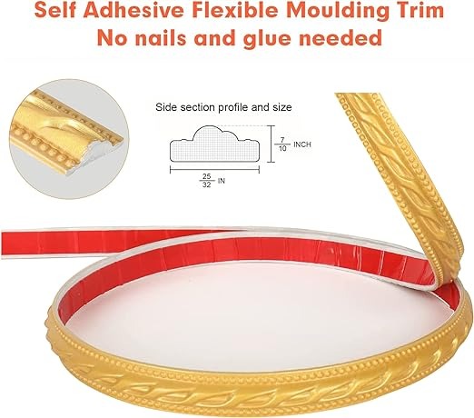Flexible Molding Trim 3D Wall Edging Strip Self Adhesive, Peel and Stick Wall Trim for Door Mirror Frame Cabinet Photo Frame Home Decor