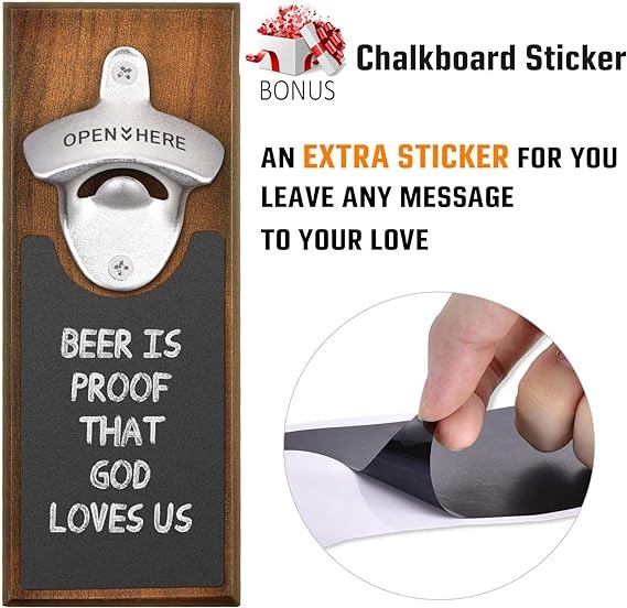 Gifts for Fathers Day Men Dad, Wall Mounted Magnetic Beer Bottle Opener