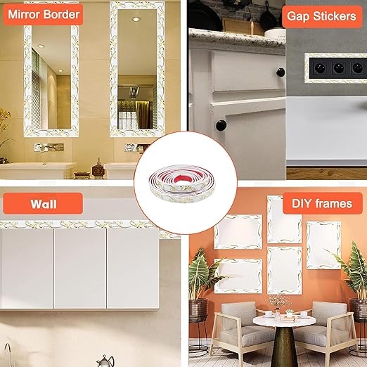 Flexible Molding Trim 3D Wall Edging Strip Self Adhesive, Peel and Stick Wall Trim for Door Mirror Frame Cabinet Photo Frame Home Decor