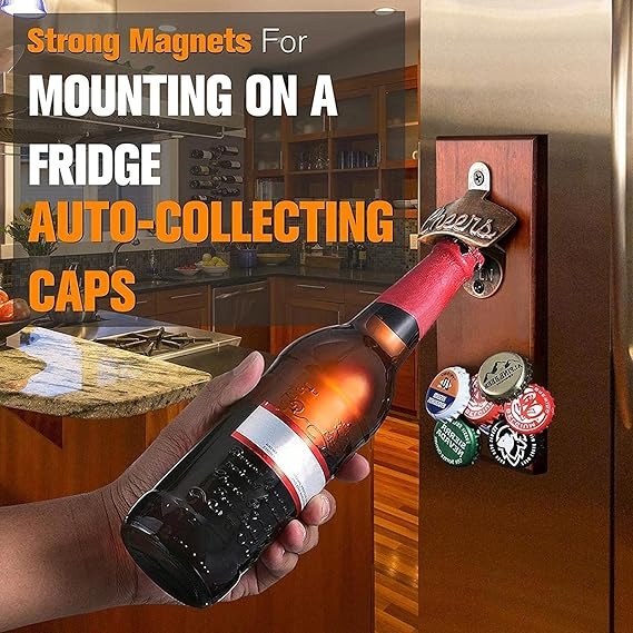 Gifts for Fathers Day Men Dad, Wall Mounted Magnetic Beer Bottle Opener