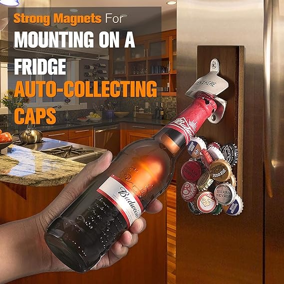 Gifts for Fathers Day Men Dad, Wall Mounted Magnetic Beer Bottle Opener