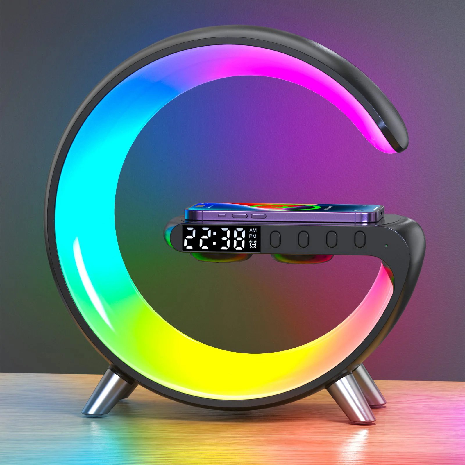 🎄Christmas Sales - 49% OFF🎅Multifunctional Bluetooth Speaker - Colorful Atmosphere Light Wireless Charging and Clock All - in - one Machine