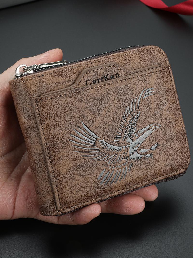 Men's Vintage Eagle Embossed Short Wallet, Business Multi Card Slot Wallet, Casual Trendy Wallet for Work & Daily Use, Business Style Wallet