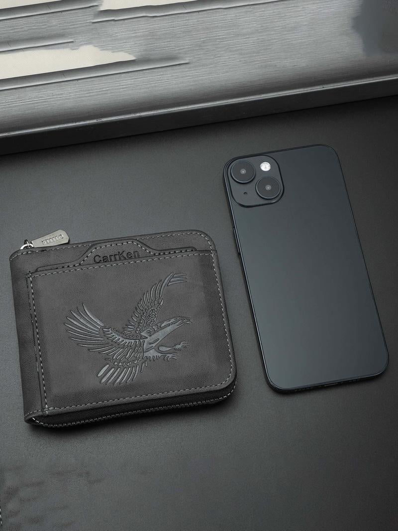 Men's Vintage Eagle Embossed Short Wallet, Business Multi Card Slot Wallet, Casual Trendy Wallet for Work & Daily Use, Business Style Wallet