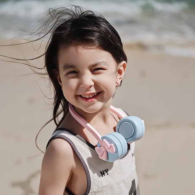 Zoyzoii Portable Neck Fan for Kids 3 Speed 360° Airflow - USB Rechargeable Mini Personal Neck Fans