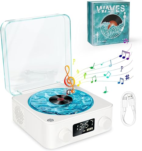 The Waves Vinyl Player with Water Ripple Light,