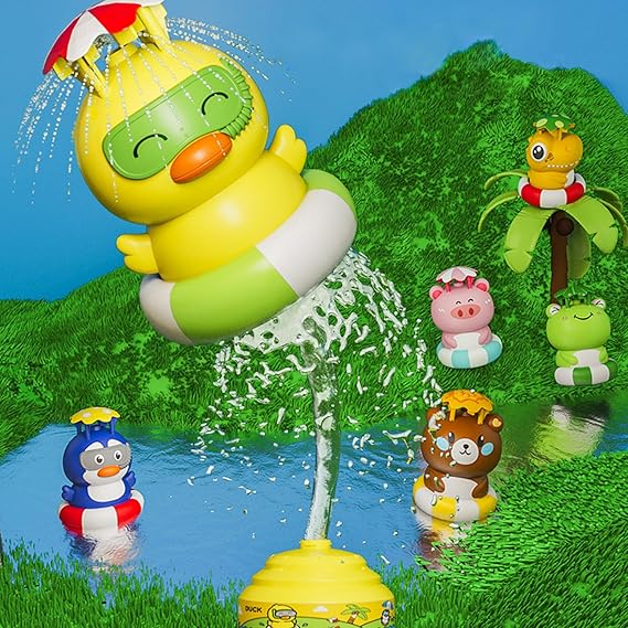 Children's summer outdoor high-pressure air jet water toy, summer outdoor fun cartoon rotating flying water rocket
