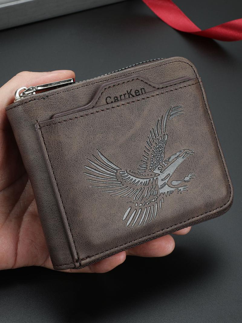 Men's Vintage Eagle Embossed Short Wallet, Business Multi Card Slot Wallet, Casual Trendy Wallet for Work & Daily Use, Business Style Wallet